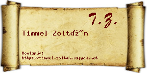 Timmel Zoltán névjegykártya